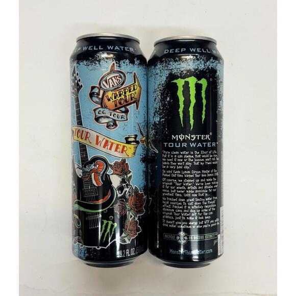 Other - Monster Tour Water Vans Warped Tour Collectible Cans 19.2 oz Sealed Lot Of 2